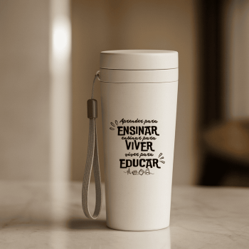 Brinde Presente Dia dos Professores Personalizado Copo Sustentável Personalizado Fibra de Bambu 350 ML X03006A-PROF
