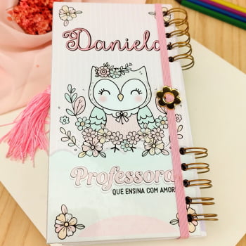 Brinde Presente Dia dos Professores Personalizado Kit Agenda, Bloco de Anotações e Planner 2x1
