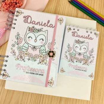 Brinde Presente Dia dos Professores Personalizado Kit Agenda e Bloco de Anotações