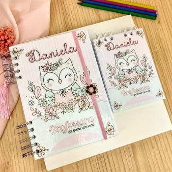 Brinde Presente Dia dos Professores Personalizado Kit Agenda e Bloco de Anotações