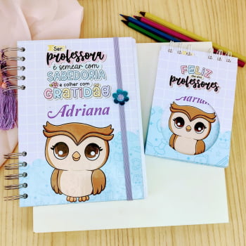 Brinde Presente Dia dos Professores Personalizado Kit Agenda e Bloco de Anotações
