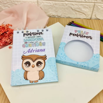 Brinde Presente Dia dos Professores Personalizado Kit Agenda e Bloco de Anotações
