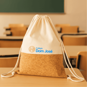 Brinde Presente Dia dos Professores Personalizado Sacochila Personalizada Algodão e Cortiça BP0008-PROF