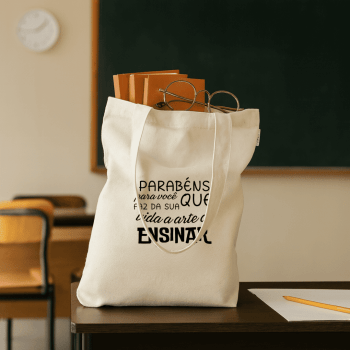 Brinde Presente Dia dos Professores Personalizado Sacola Personalizada Algodão Reciclado Sustentável MSP92368-PROF