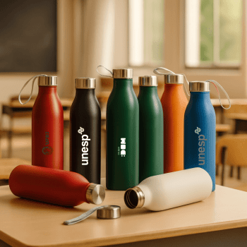 Brinde Presente Dia dos Professores Personalizado Squeeze Garrafa Aço Inox 750ml Fosco Tampa com Alça