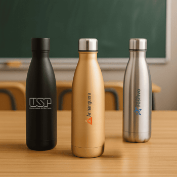 Brinde Presente Dia dos Professores Personalizado Squeeze Garrafa Térmica Aço Inox 500 ml Bebidas Quentes e Frias