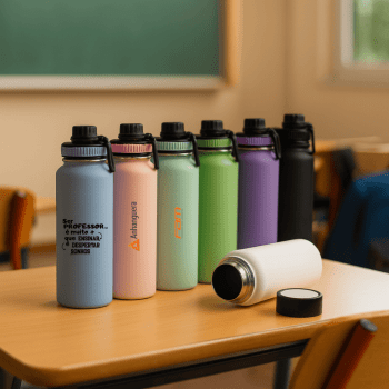 Brinde Presente Dia dos Professores Personalizado Squeeze Garrafa Térmica Aço Inox 960 ml Tampa Bico