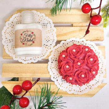 Lembrancinha de Natal Creme Hidratante e Sabonete Rosa Provence