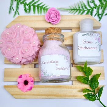 Lembrancinha dia das Mães Kit Sais de Banho, Creme e Rosa Provence