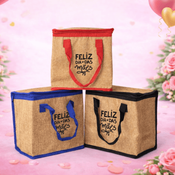 Brinde Dia Das Mães Personalizado Bolsa Térmica Confeccionada em linho 14L X02400-MAE Brinde Personalizado