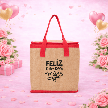 Brinde Dia Das Mães Personalizado Bolsa Térmica Confeccionada em linho 14L X02400-MAE Brinde Personalizado