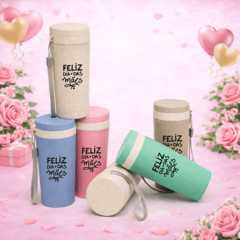 Brinde Dia Das Mâes Personalizado Copo Sustentável Fibra de Bambu 350 ML X03006-MAE Brinde Personalizado