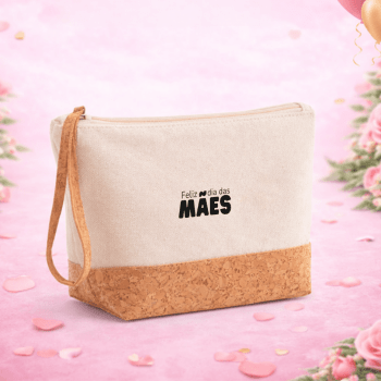 Brinde Dia Das Mães Personalizado Necessaire Algodão e cortiça Sustentável Viagem MSP92735-MAE Brinde Personalizado