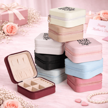 Brinde Dia Das Mães Personalizado Porta Joias Couro Sintético Revestimento Aveludado X01622-MAE Brinde Personalizado