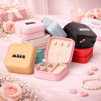 Brinde Dia Das Mães Personalizado Porta Joias Couro Sintético Revestimento Aveludado X01622B-MAE Brindes Personalizados