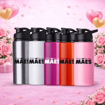 Brinde Dia Das Mães Personalizado Squeeze Garrafa Alumínio 600 ml X12487B-MAE Brinde Personalizado