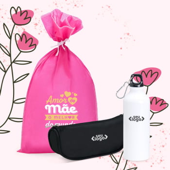 Kit Dia das Mães Personalizado Garrafa e Necessaire SMKT-90415-MAE Brindes Personalizados Kit Dia das Mães Personalizado Garrafa e Necessaire SMKT-90415-MAE Brindes Personalizados