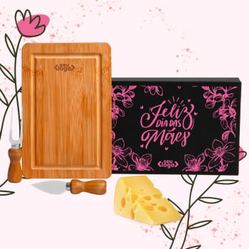 Kit Dia das Mães Personalizado Queijo 3 Peças Bambu / Inox SMPD-47023-MAE Brinde Personalizado
