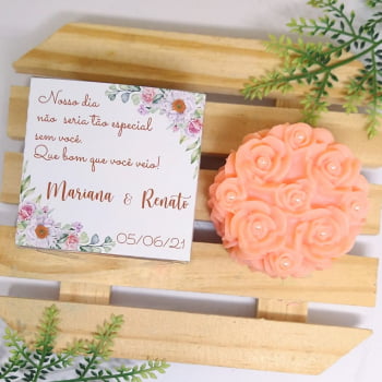 Lembrancinha Casamento Sabonete Rosa Provence com Capinha