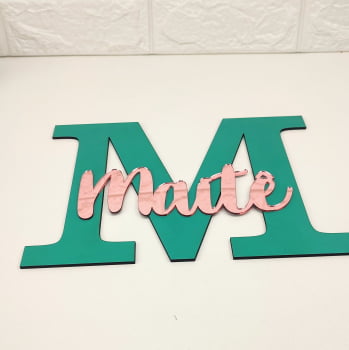Porta Maternidade Decoração Letra MDF Colorida e Nome em Acrílico Espelhado