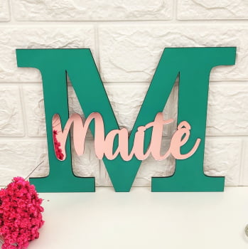 Porta Maternidade Decoração Letra MDF Colorida e Nome em Acrílico Espelhado