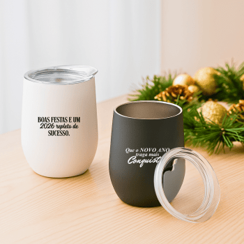 Brinde Natal Final de Ano Personalizada Copo Térmico em Aço Inox 400 ml Acabamento Mate SP94678