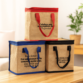 Brinde Natal Final de Ano Personalizado Bolsa Térmica Confeccionada em linho 10L X02400