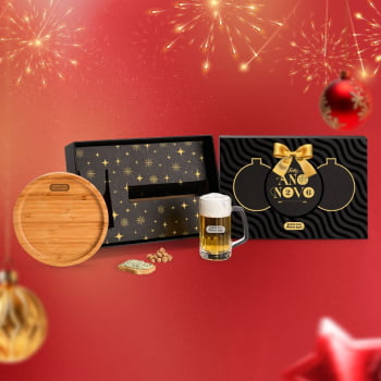 Brinde Natal Final de Ano Personalizado Kit Cerveja e Petisco Bambu e Vidro 2 Peças SMKT-90435 Brinde Natal Final de Ano Personalizado Kit Cerveja e Petisco Bambu e Vidro 2 Peças SMKT-90435