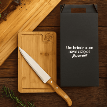 Brinde Natal Final de Ano Personalizado Kit Churrasco 2 Peças Caixa Preta SMMB-19073