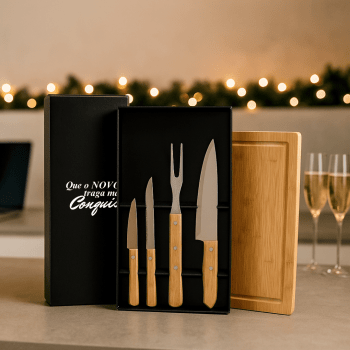 Brinde Natal Final de Ano Personalizado Kit Churrasco Caixa 5 Peças X14697B