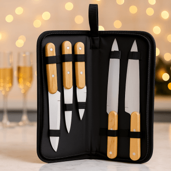 Brinde Natal Final de Ano Personalizado Kit Churrasco Estojo de Nylon 5 Peças X14699B