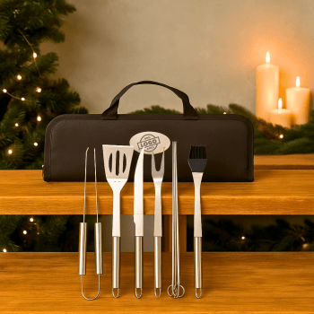 Brinde Natal Final de Ano Personalizado Kit Churrasco Estojo de Nylon 9 Peças X09018