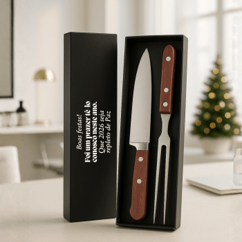 Brinde Natal Final de Ano Personalizado Kit Churrasco Garfo e Faca Estojo 2 Peças X08139 Brinde Natal Final de Ano Personalizado Kit Churrasco Garfo e Faca Estojo 2 Peças X08139