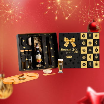 Brinde Natal Final de Ano Personalizado Kit Petisco Bambu e Vidro 7 Peças SMKT-90473