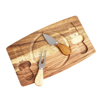 Brinde Natal Final de Ano Personalizado Kit Queijo Madeira 3 Peças X18628