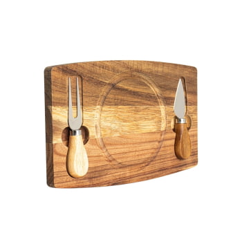 Brinde Natal Final de Ano Personalizado Kit Queijo Madeira 3 Peças X18628