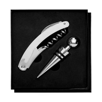 Brinde Natal Final de Ano Personalizado Kit Vinho Metálico 2 Peças X10071G