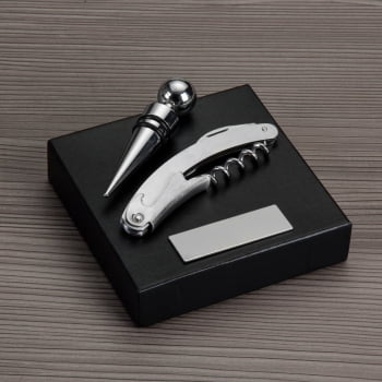Brinde Natal Final de Ano Personalizado Kit Vinho Metálico 2 Peças X10071G