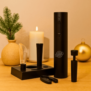 Brinde Natal Final de Ano Personalizado Kit Vinho Saca-Rolhas 6 Peças X09079