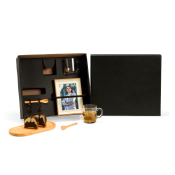 Kit Café Personalizado Bambu e Porta Retrato SMKT-90488 Brindes Personalizado