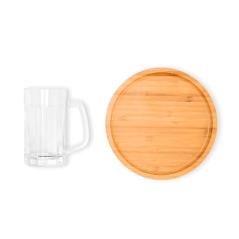 Kit Cerveja e Petisco Personalizado Bambu e Vidro 2 Peças SMKT-90435 Brindes Personalizados