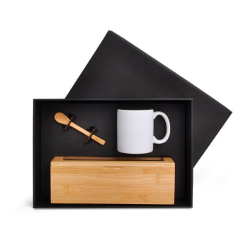Kit Chá Personalizado Bambu e Cerâmica SMKT-90455 Brindes Personalizados