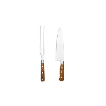 Kit Faca e Garfo Premium em Madeira / Inox 2 Peças SMKF-03063 Brindes Personalizados