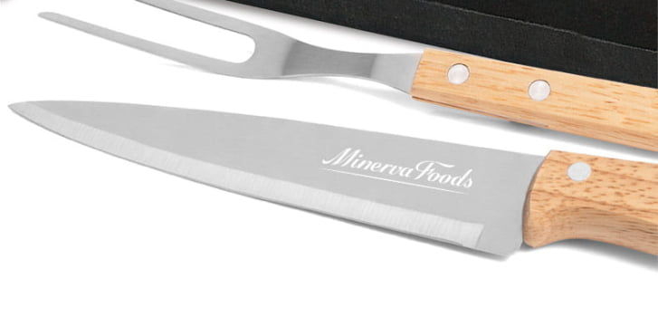 Kit Garfo e Faca em Madeira 2 Peças SMKF-90406 Brinde Personalizado