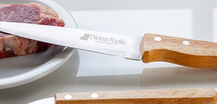 Kit Garfo e Faca em Madeira 2 Peças SMKF-90406 Brinde Personalizado