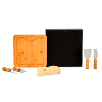 Kit Queijo Personalizado Bambu Madeira e Inox SMPD-80043 Brindes Personalizados Kit Queijo Personalizado Bambu Madeira e Inox SMPD-80043 Brindes Personalizados